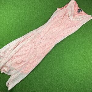 Vintage Biyaycda Pink White Lined Sleeveless Cowl Neck Midi Dress Sz 14